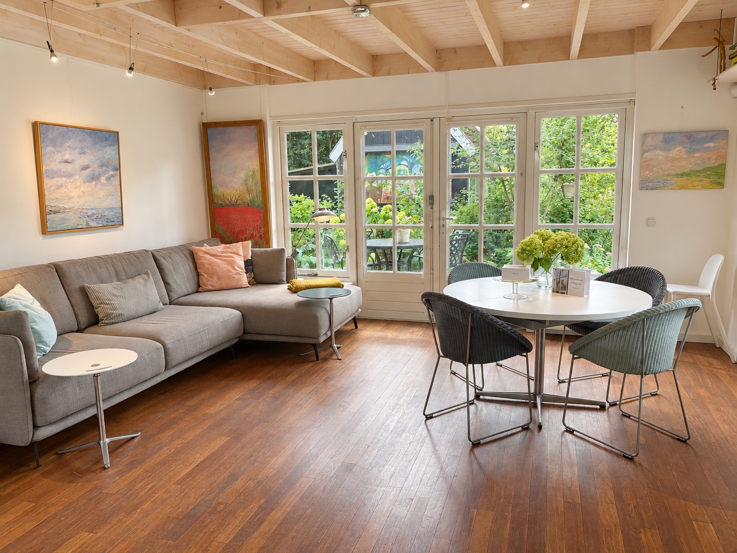 Living room and dining area in one view
